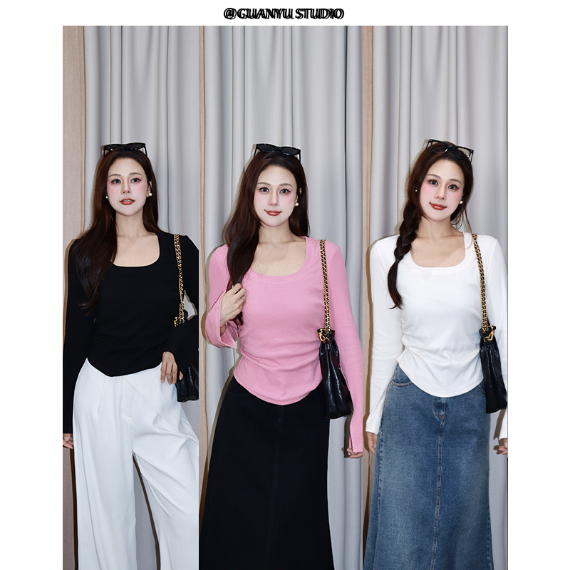 LX【温柔法则】蛋妹大码女装胖mm春季遮肉显瘦打底衫上衣DM25584