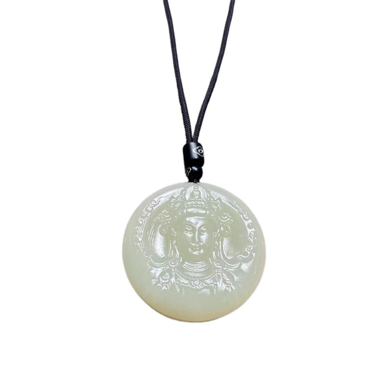 Y.青黄精雕玉观音守护吊坠 A158-HWZ-2A