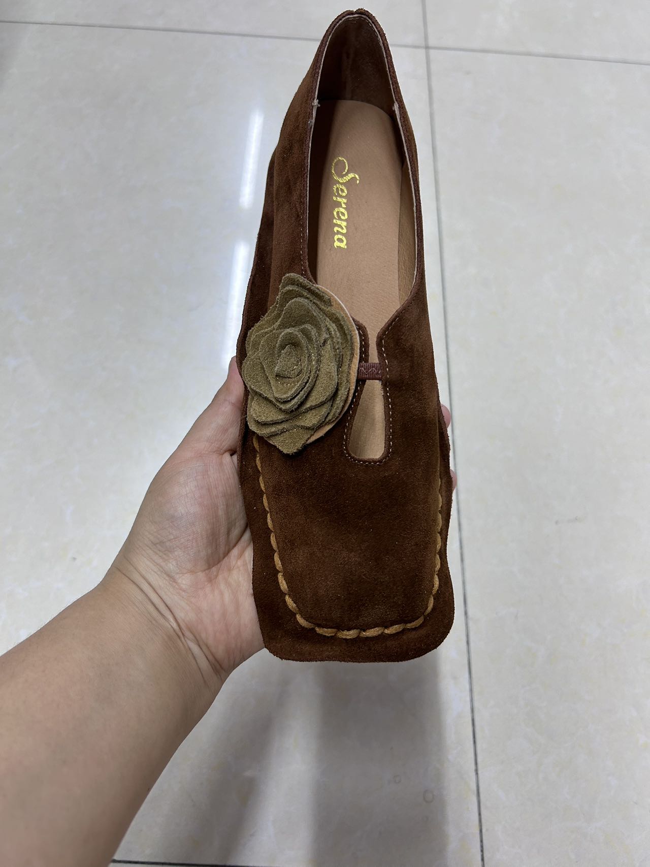 春季通用方头中跟平底单鞋皮鞋软底甜辣千金风