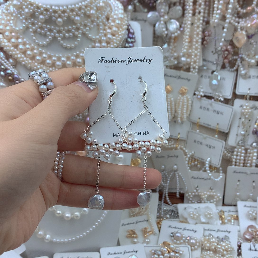 银S925镶嵌耳饰淡水珍珠