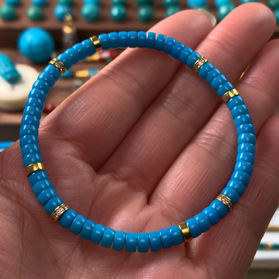 绿松石手串18K金镶嵌