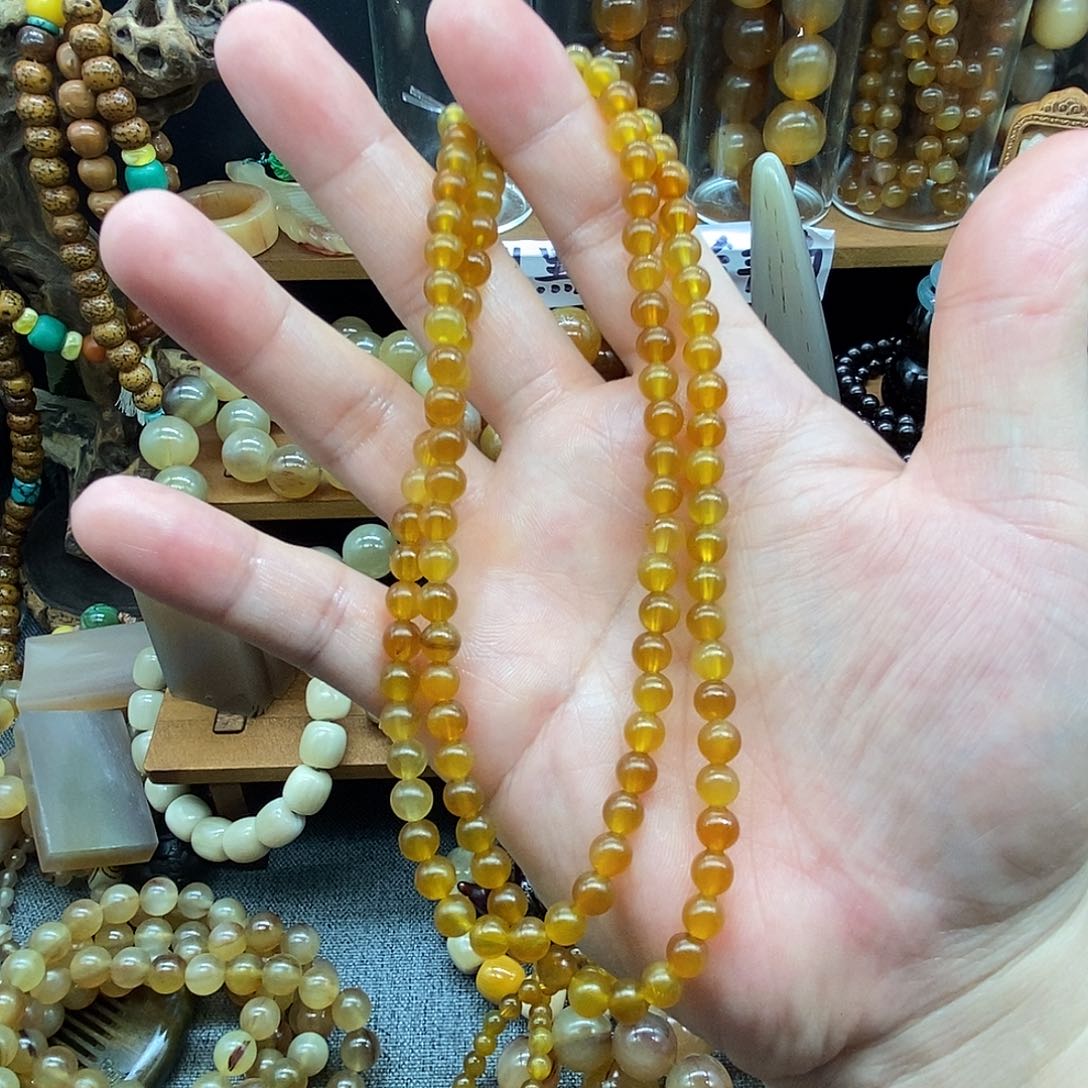 无非金属6mm非洲岭羊角红血料108颗