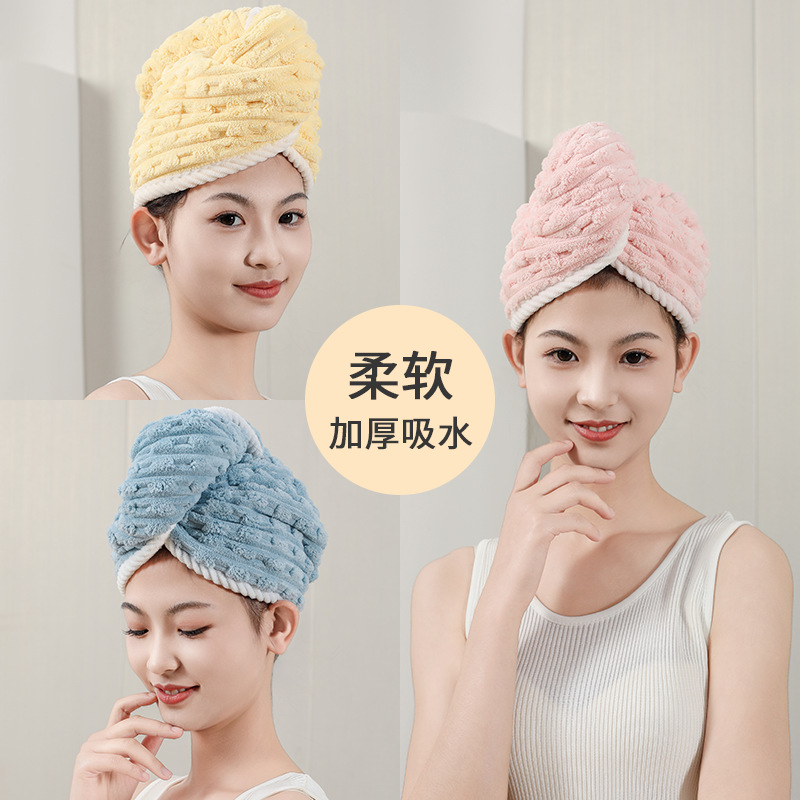 双层成人素色浴帽强力吸水柔软亲肤大小可调洗澡家用