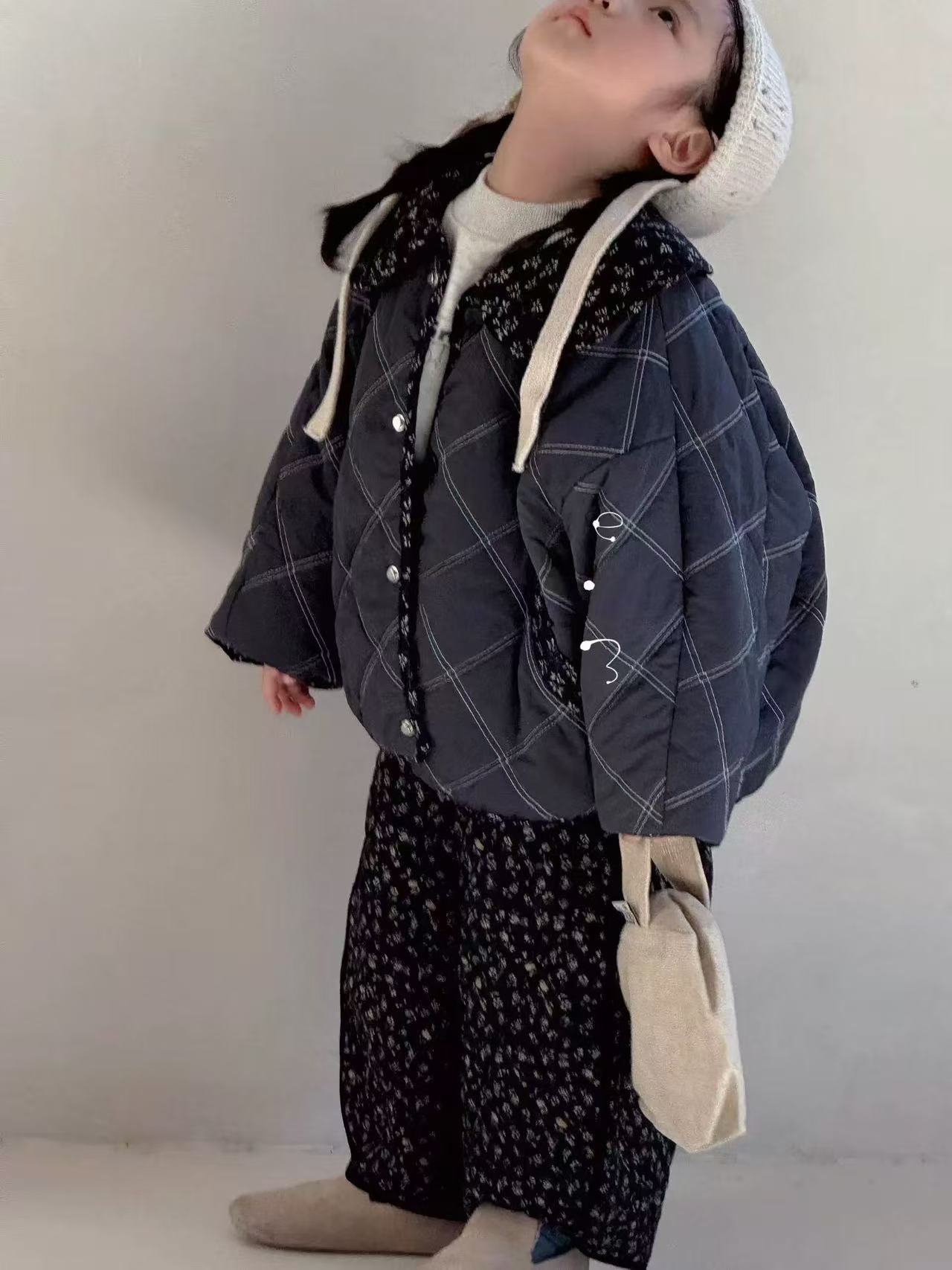 简约翻领娃娃领短款棉服洋气韩版休闲