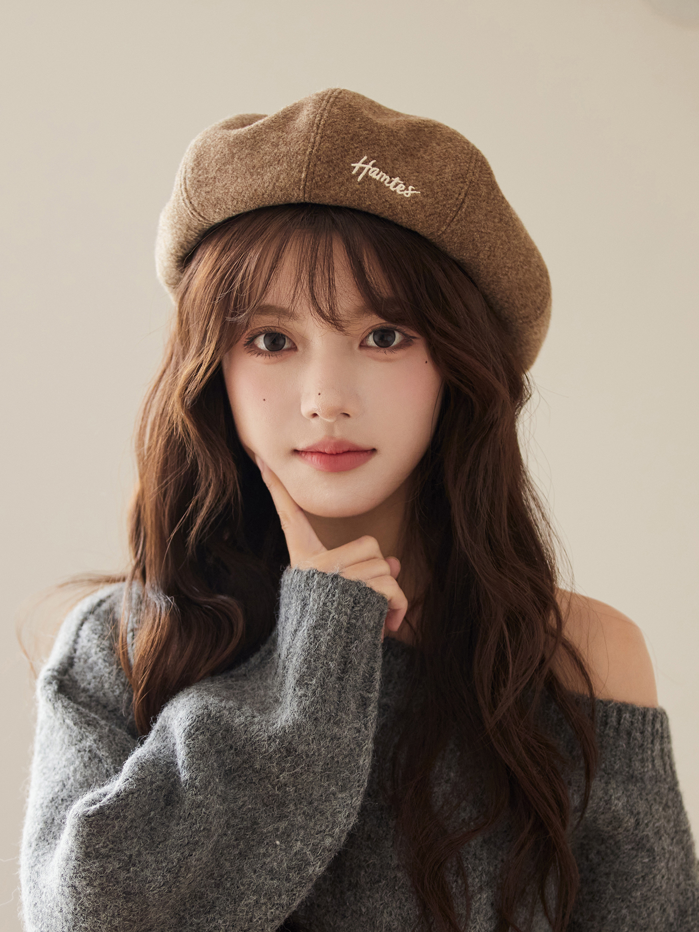 帽子女秋冬复古毛呢贝雷帽简约字母刺绣南瓜帽八角帽百搭画家帽子