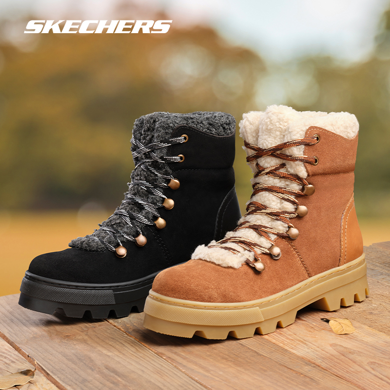 Skechers斯凯奇女鞋一脚套短靴舒适保暖绒毛靴子雪地靴44664*
