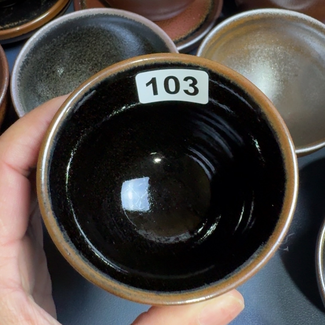 小雨茶盏，手工柴烧，磨底