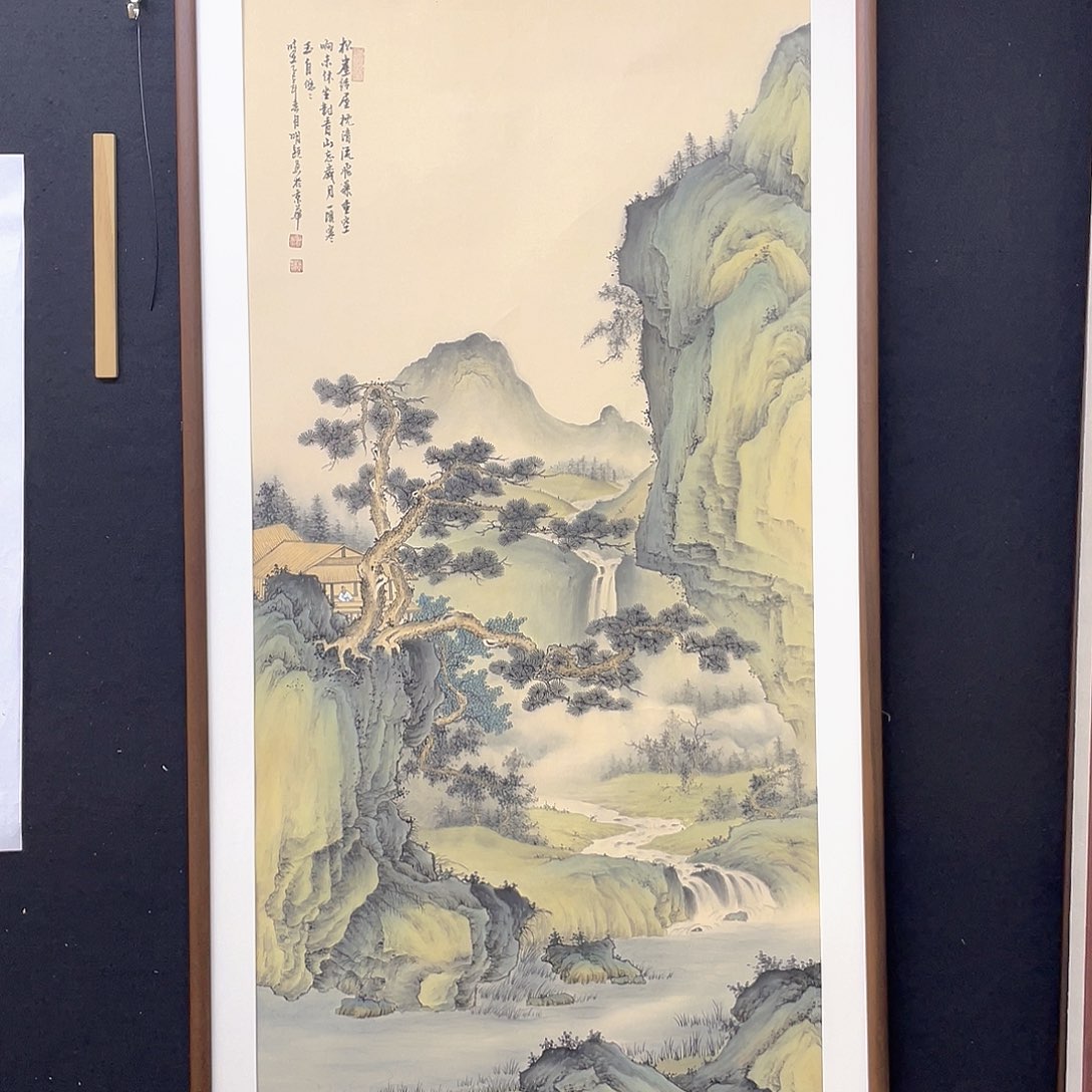 与***跑国画手绘国画，仿古山水，画心