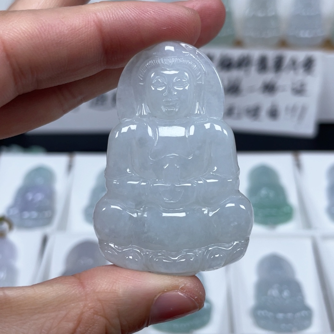 翡翠颈饰未镶嵌天然翡翠A货观音5号