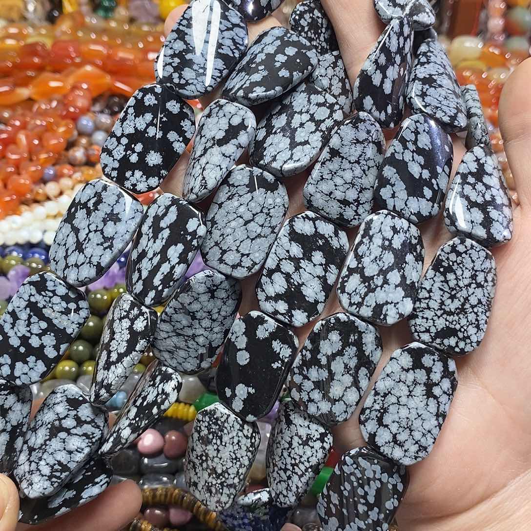 玛瑙/玉髓未镶嵌珠宝半成品雪花一条卡20*30mm