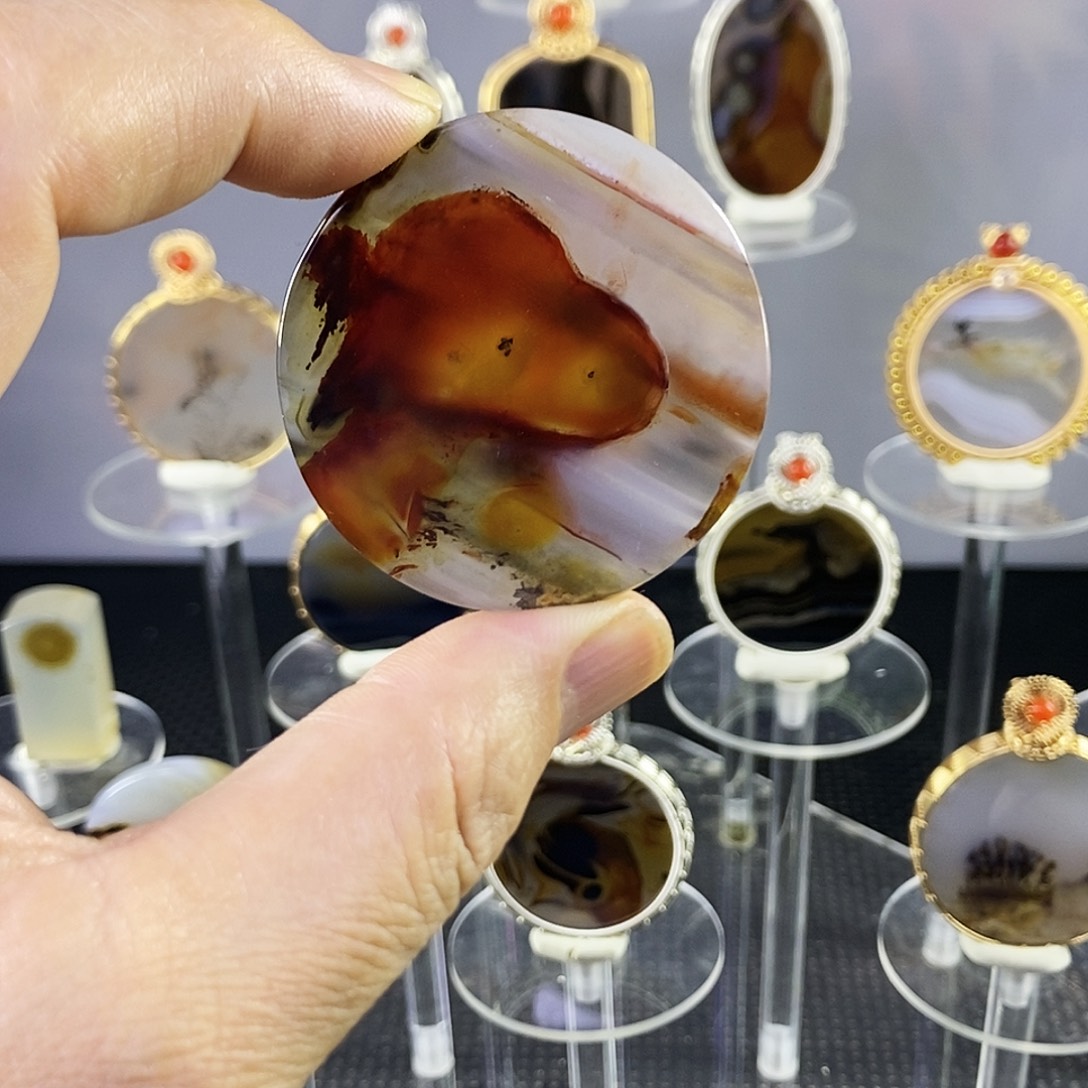 合成碳硅石非金属时尚图纹画面石饰品