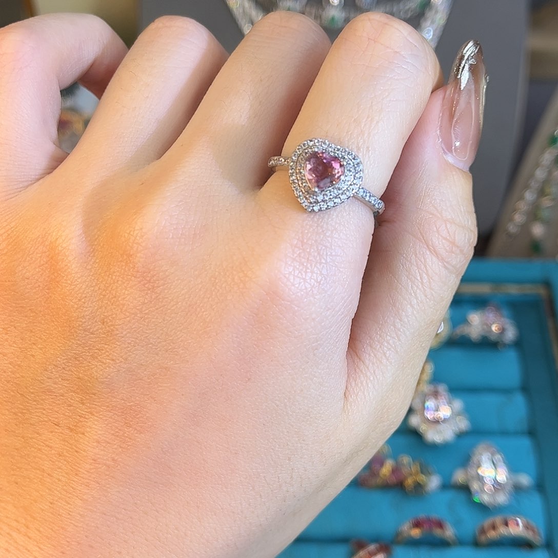 碧玺戒指银S925镶嵌戒指