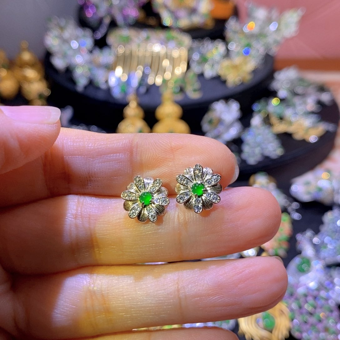 翡翠银S925镶嵌项圈天然翡翠