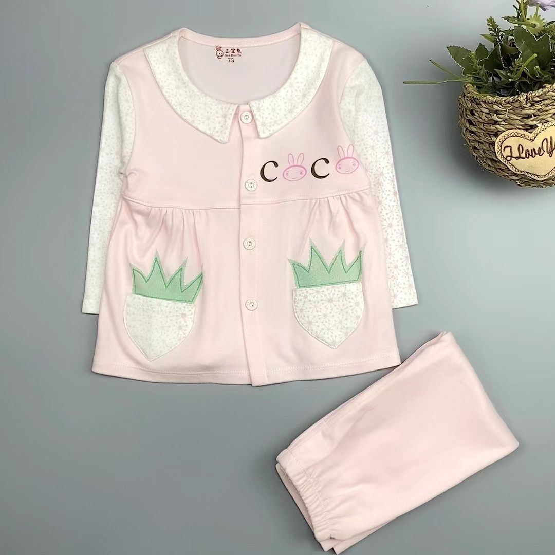 女男公主风春秋卡通动漫纯色套装长袖女童印花单层家居服