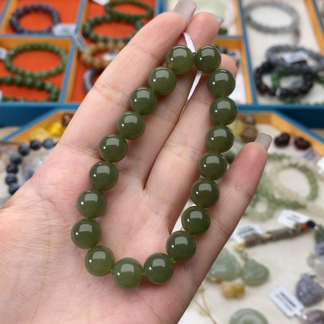 和田玉未镶嵌手链w21青黄口10mm