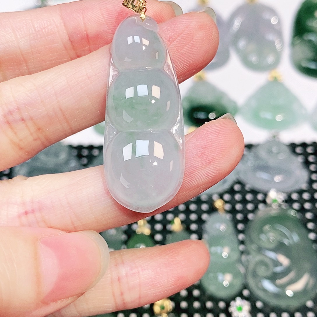 吊坠(不含链)18K金镶嵌翡翠