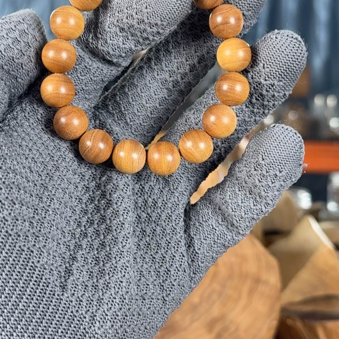 檀香木手串/手链福利王系列十号料“百年虫漏”1.2横黑奶凉醇甜