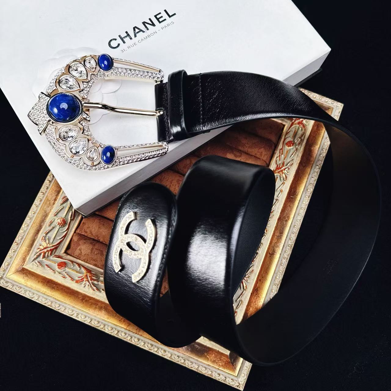 95新 Chanel/香奈儿 柚礼中古/香奈儿埃及满钻宽版皮带LJ511053