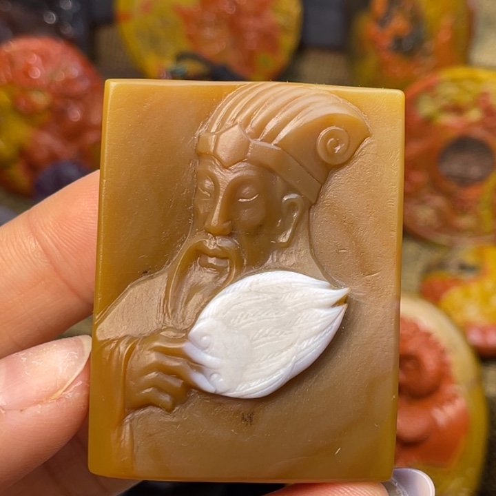 玛瑙/玉髓未镶嵌珠宝奇石宣化北山平安无事牌诸葛亮