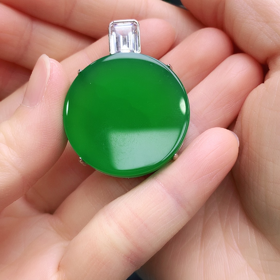 玛瑙/玉髓吊坠银S925镶嵌