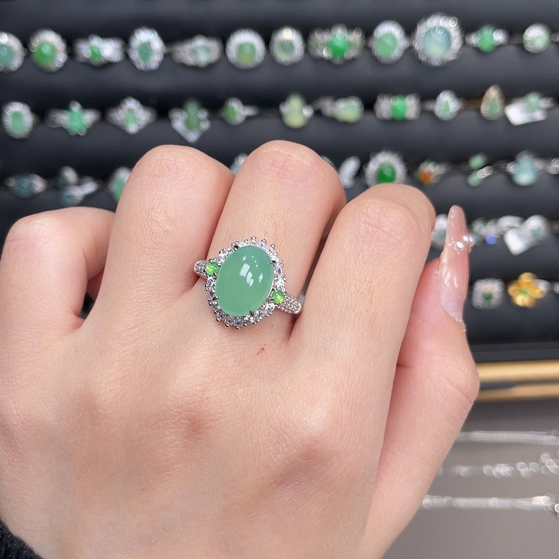 翡翠银S925镶嵌戒指