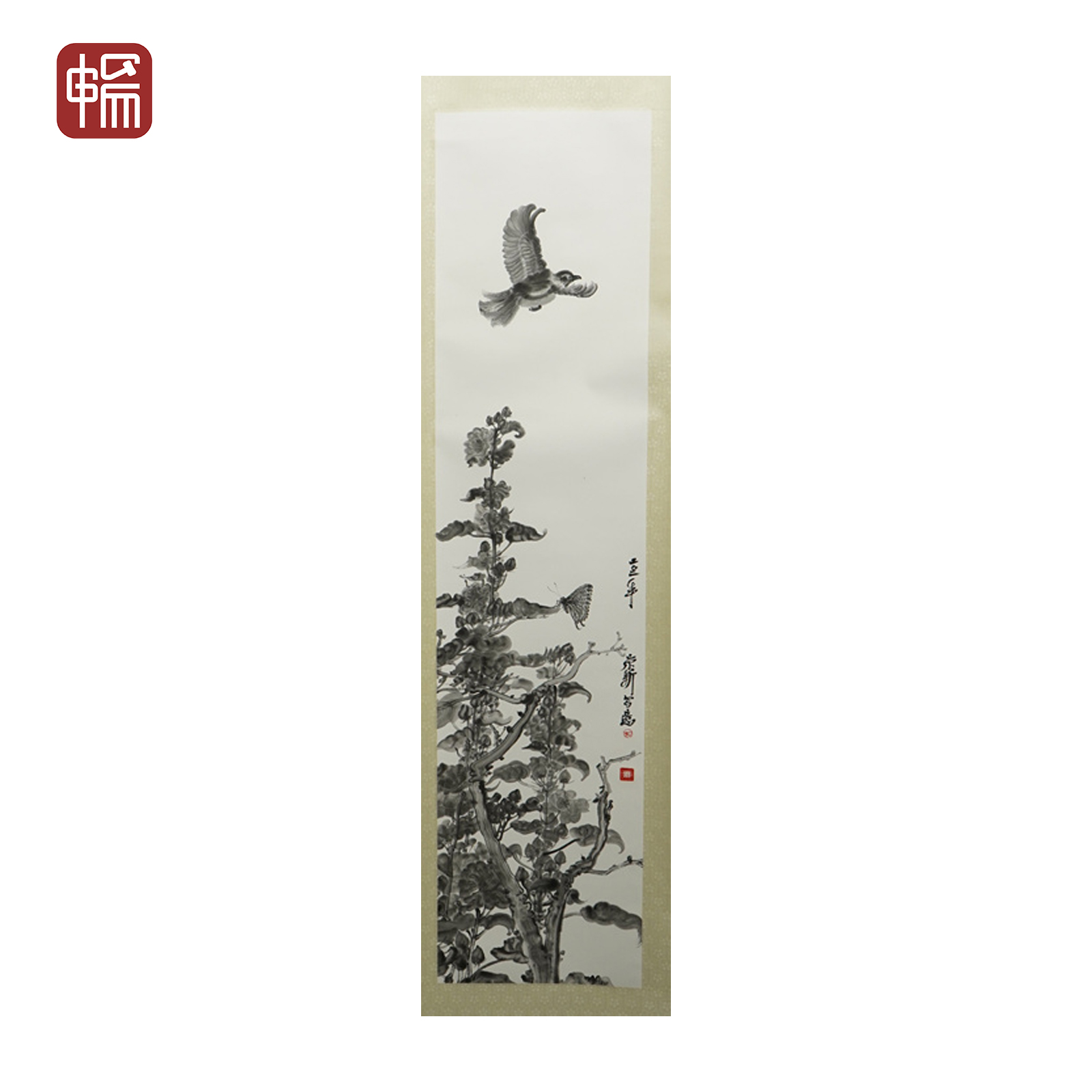 "B128 2024年作《花鸟》周京新138*33（4平尺） 纸本立轴"YQ