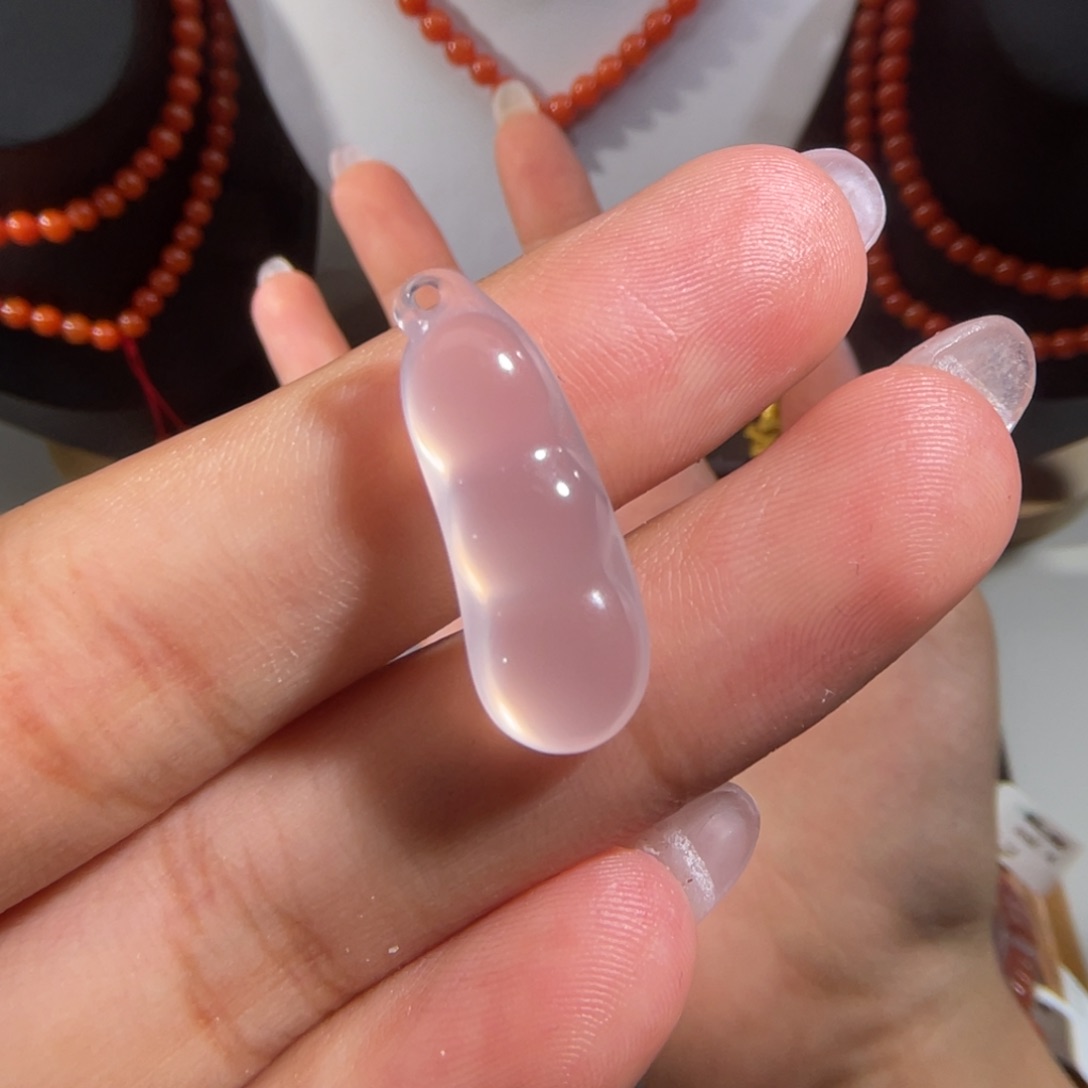 玛瑙/玉髓福豆23x8.5x5.4mm不退换未镶嵌