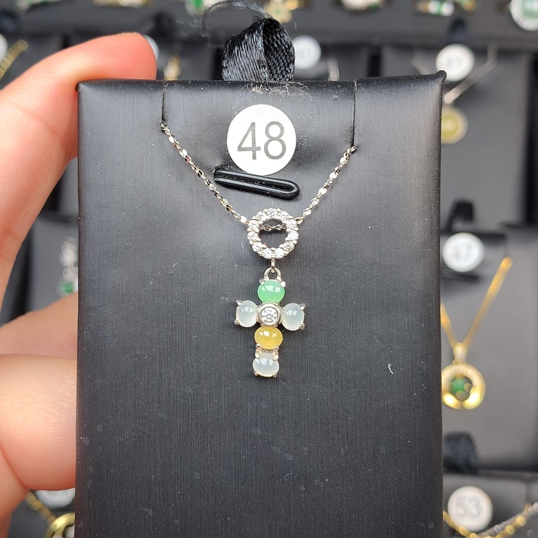 翡翠颈饰银S925镶嵌项链925