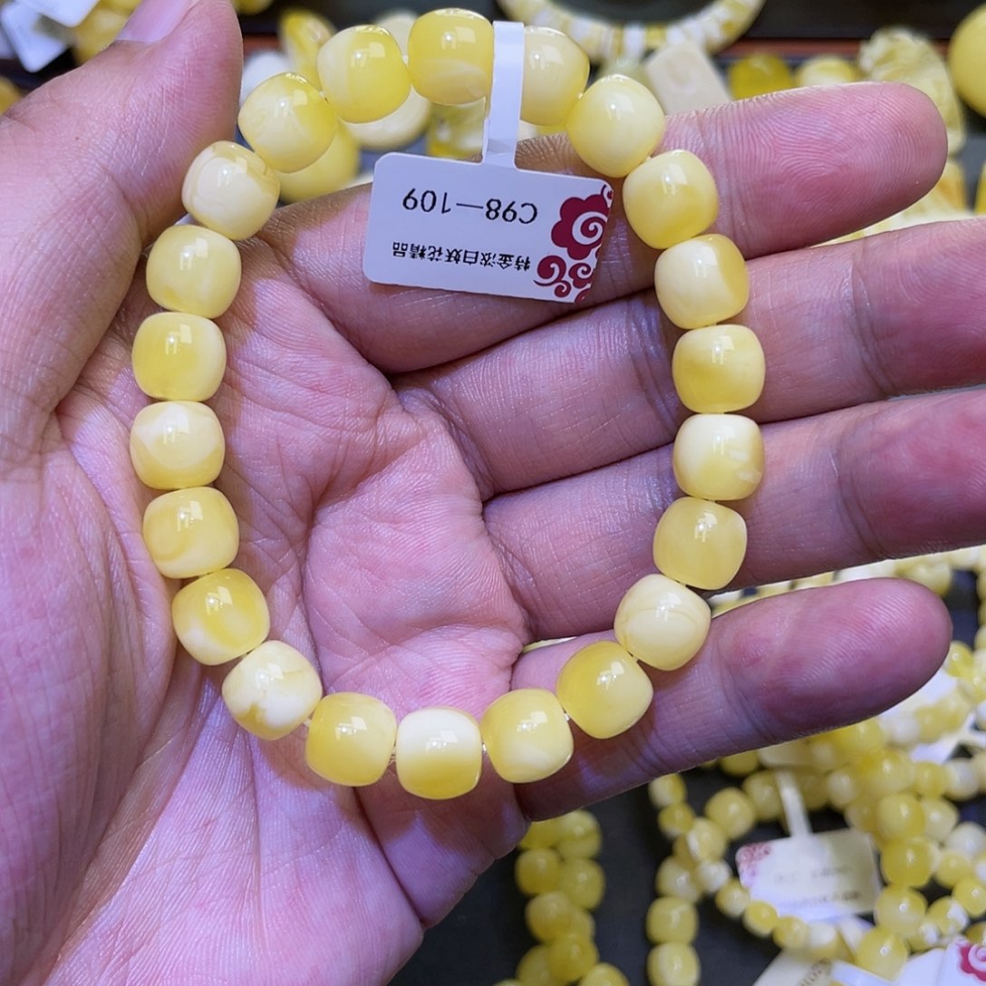 蜜蜡手串未镶嵌Y****购9.5mm白花