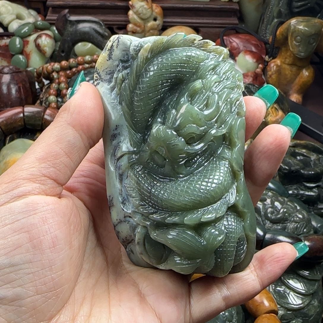 岫岩河磨玉（透闪石质玉）手把未镶嵌