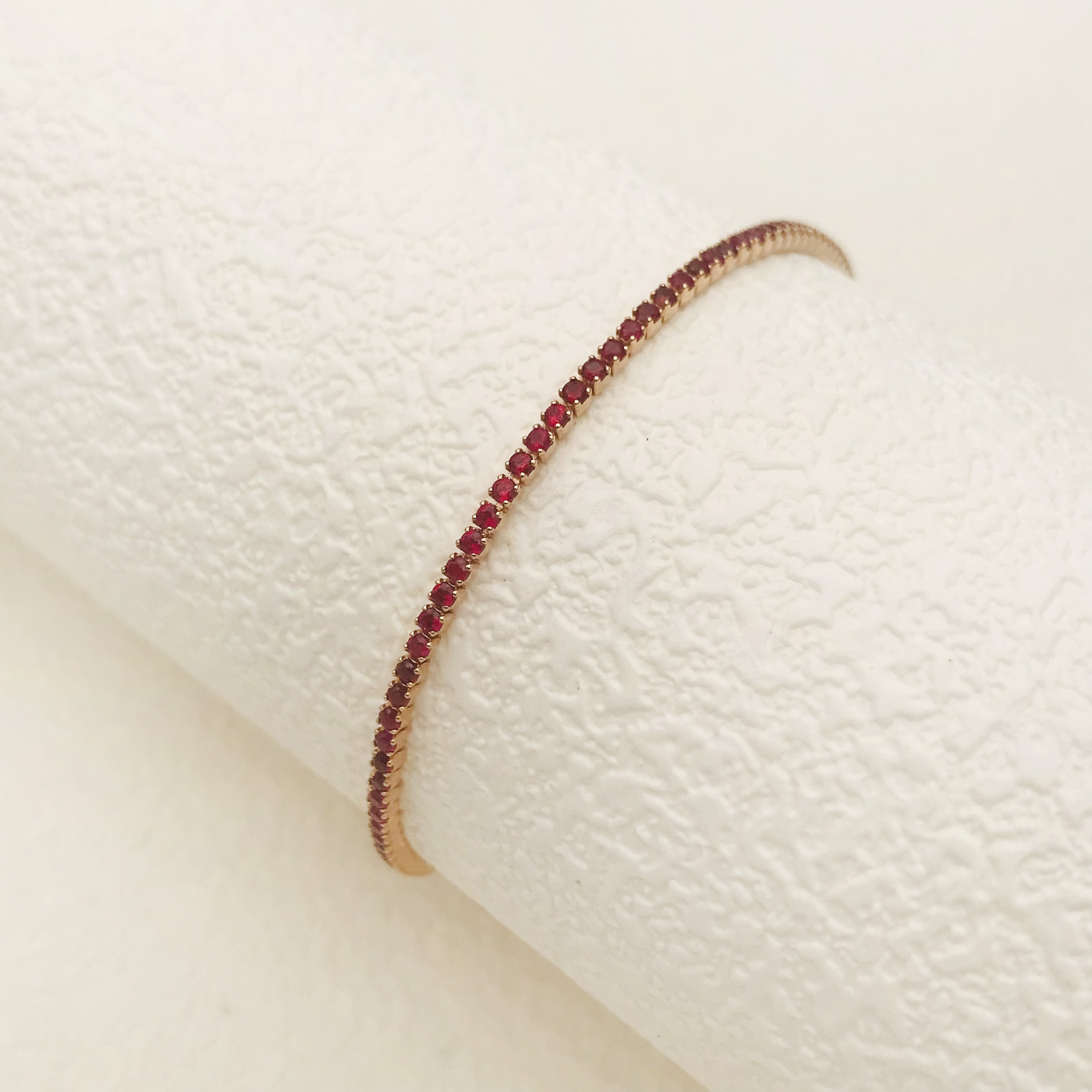 GOKU18K玫瑰金红宝石手链简约红色百搭时尚小众