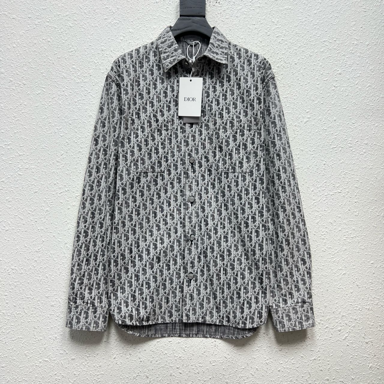 99新 DIOR/迪奥 水洗老花满印牛仔衬衫外套 尺码/38 YH13961