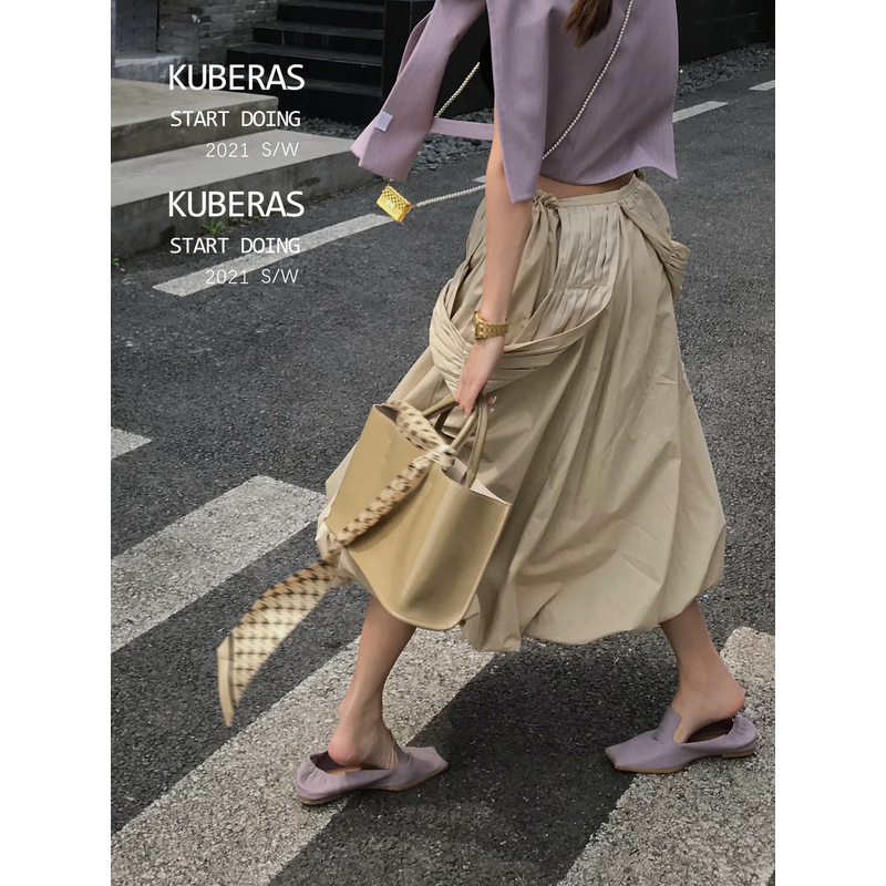 KUBERAS/一裙多穿 时髦法式小众设计重工打揽宽松两穿背心连衣裙
