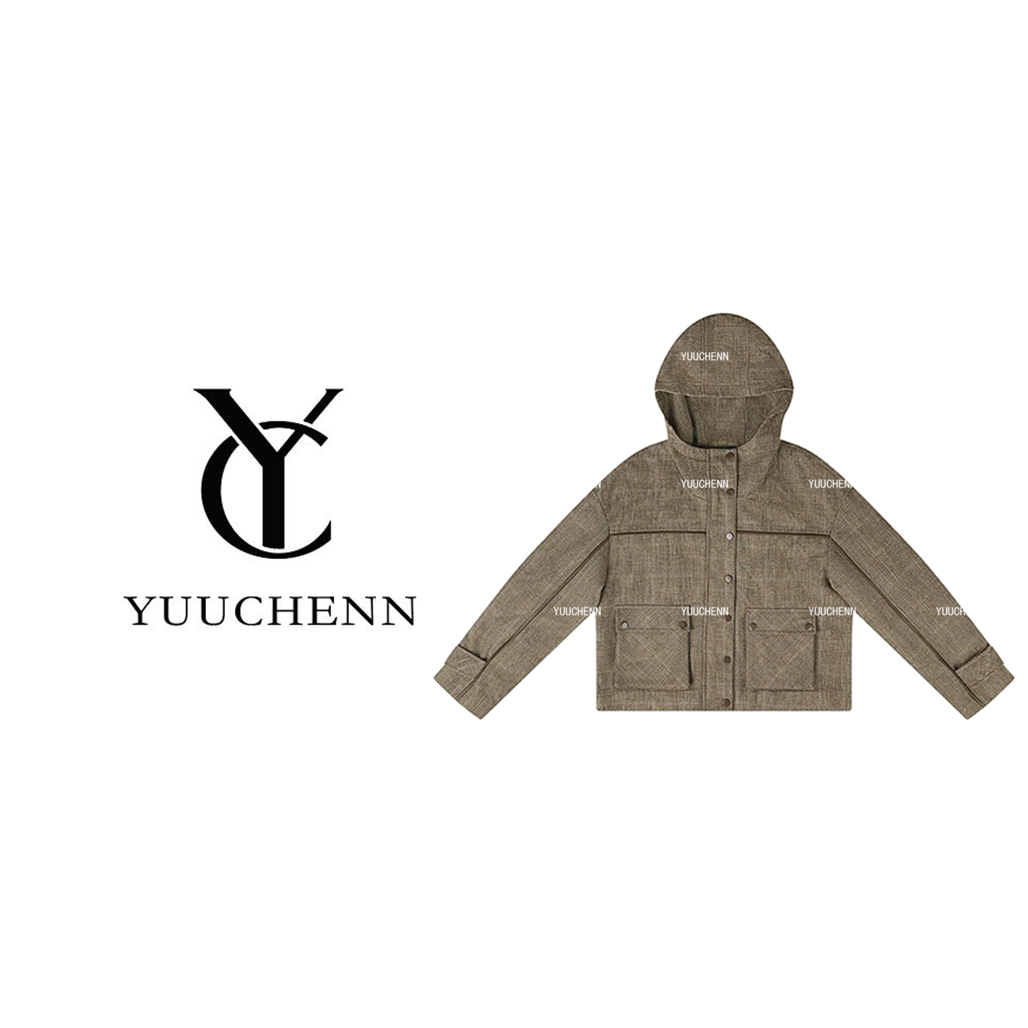 YUUCHENN 白鹅绒外套女常规款连帽休闲秋季短款外套冬季23C30568