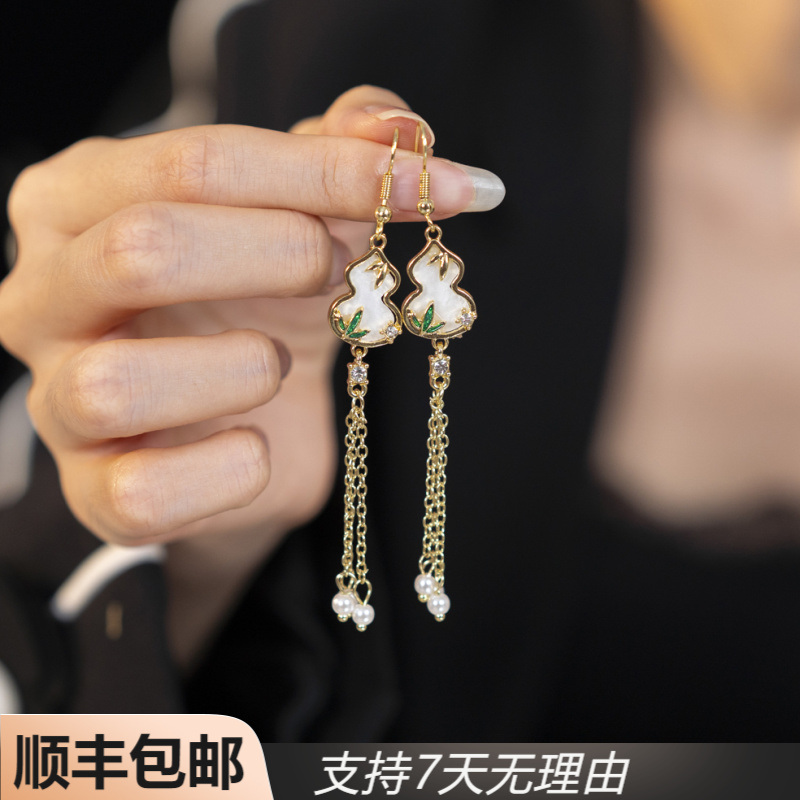 S42百搭金色福禄轻奢风配饰古装气质耳饰手作古典国风