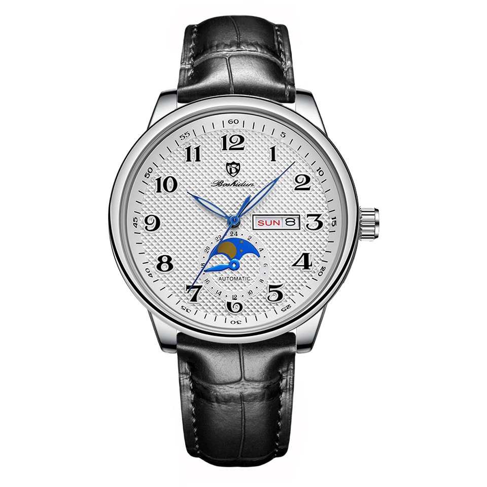 2025新款名匠月相四针日历强夜显防水背透皮带男表9139G专属