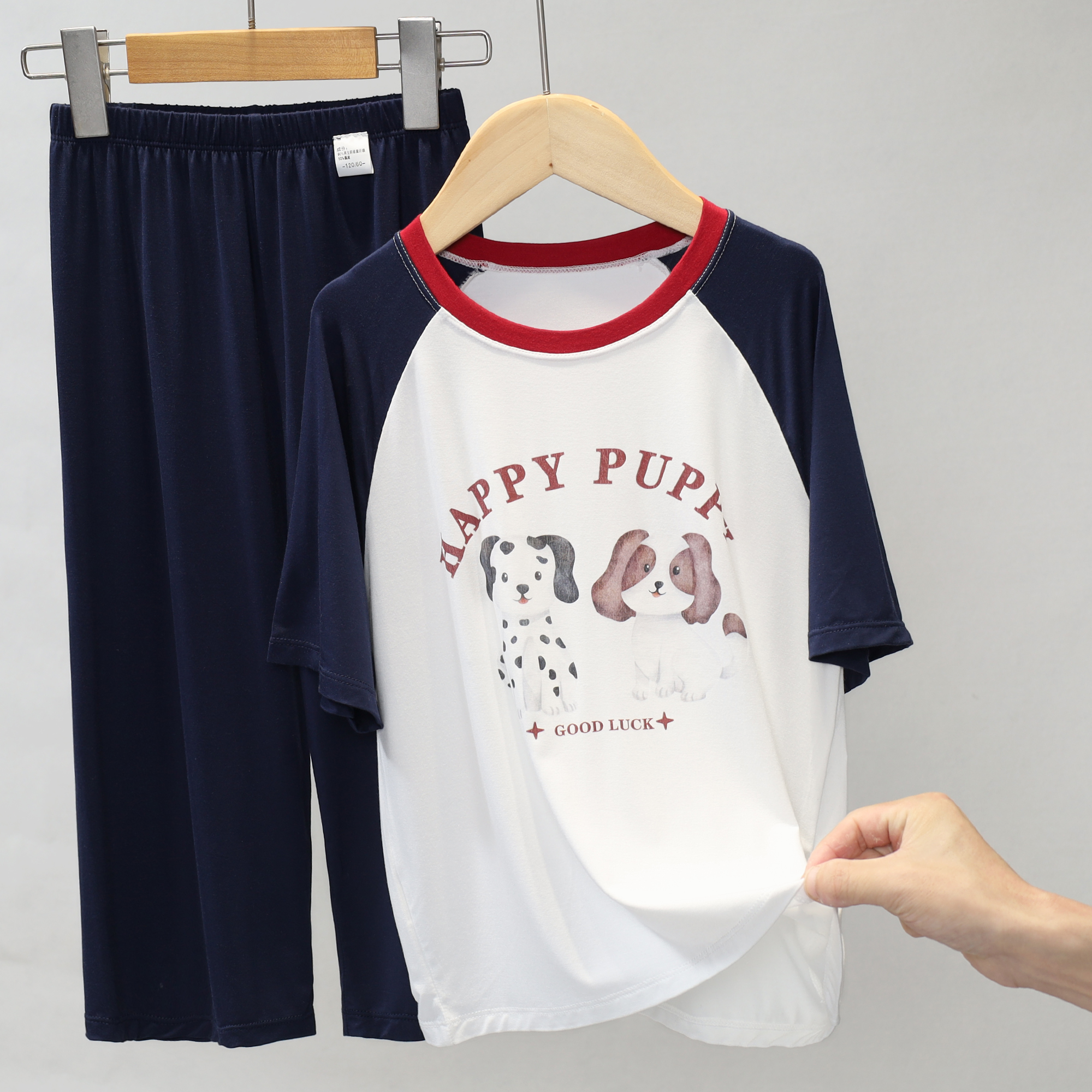 儿童睡衣夏季薄款男童天丝家居服套装女童空调服中大童睡衣 26111