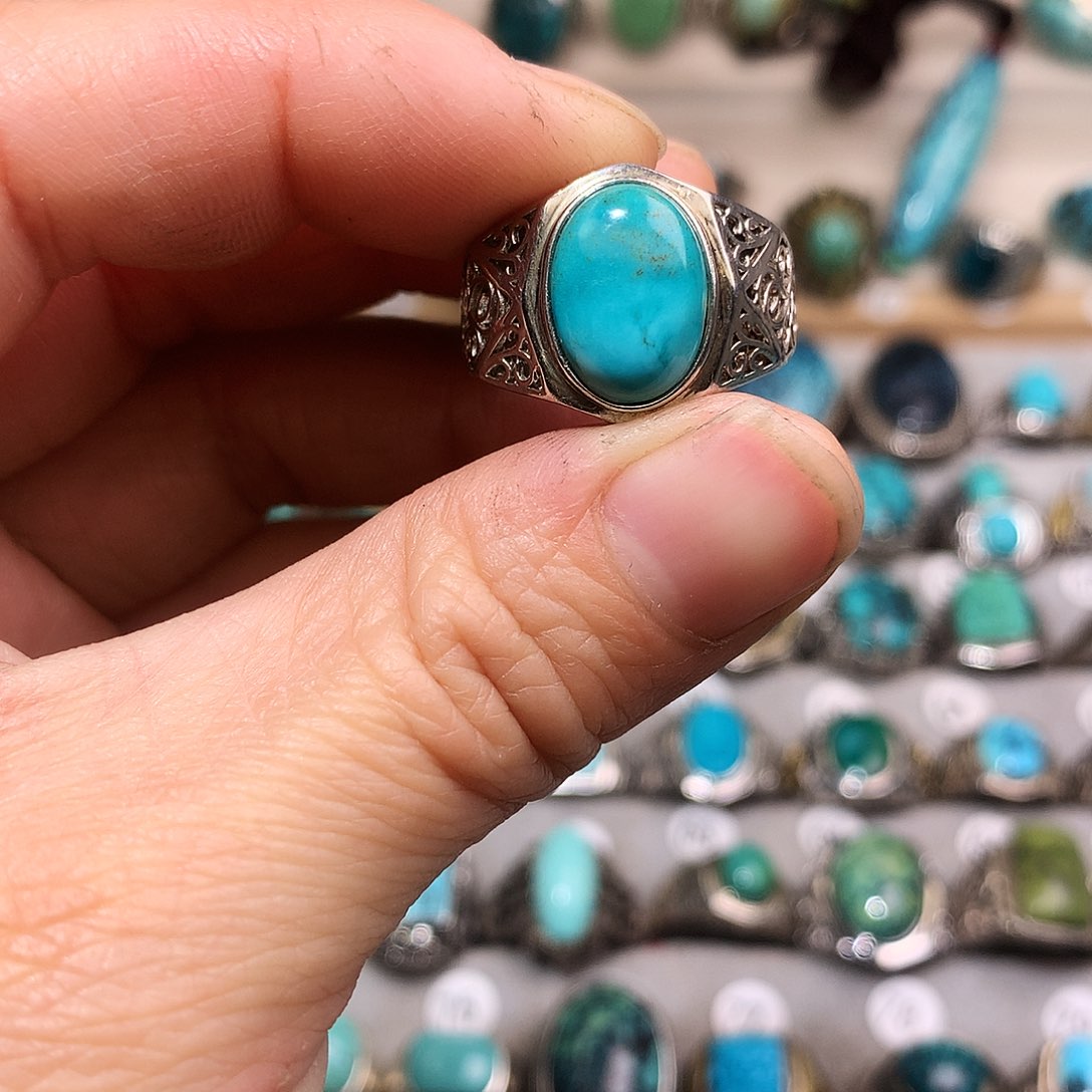 绿松石挂件银S925镶嵌