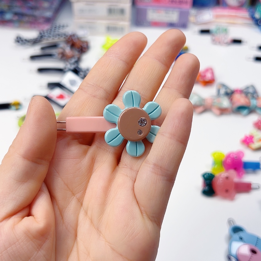 儿童蓝花扣夹韩国