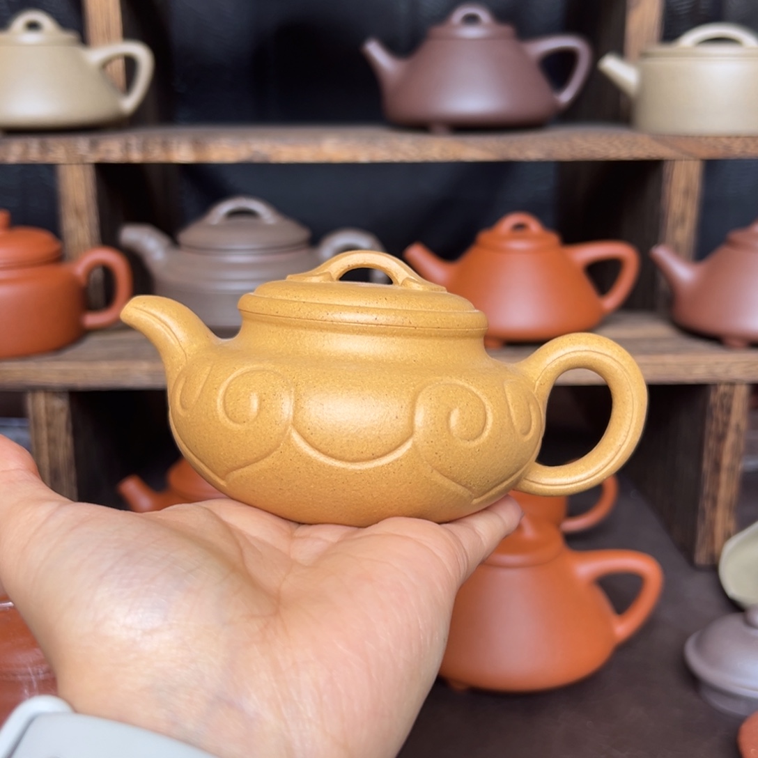 茶壶紫砂老宕口黄金段仿古如意200毫升