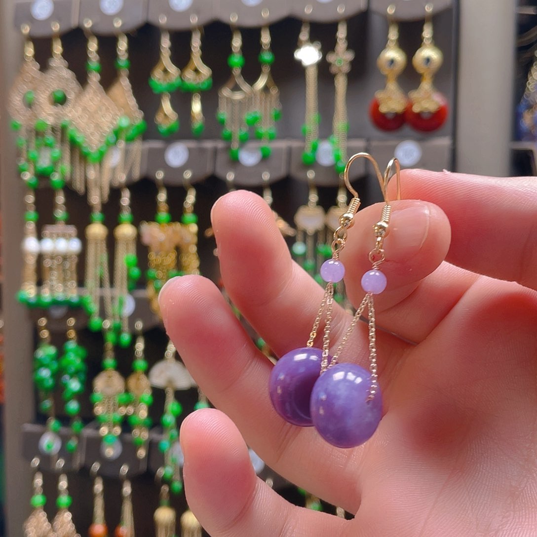 玛瑙/玉髓耳饰合金