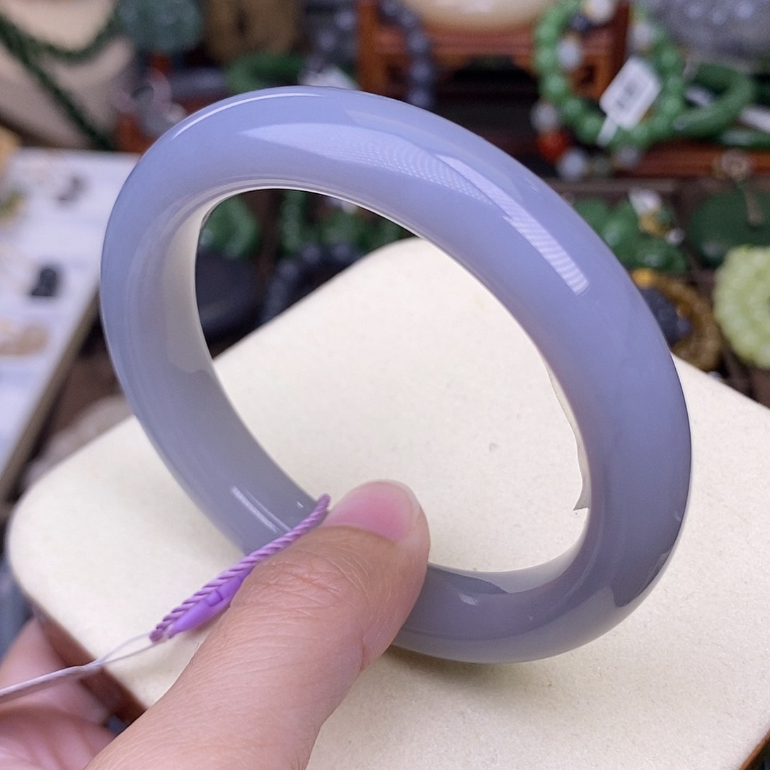 和田玉56 浓烟紫脂膏级老料手镯未镶嵌