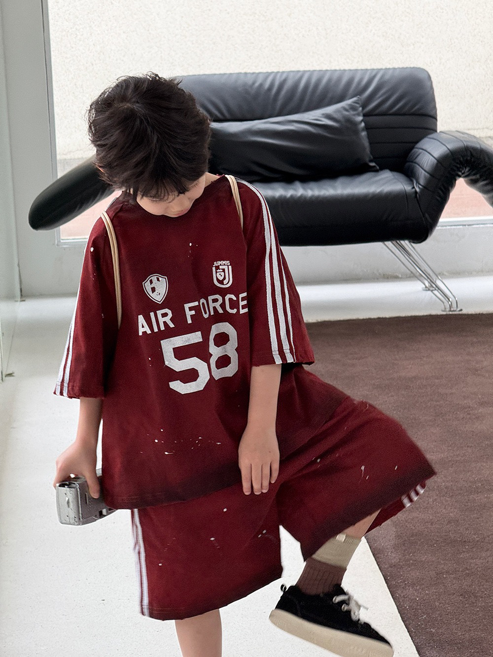 薄款个性韩版字母男套头夏季套装休闲宽松印花