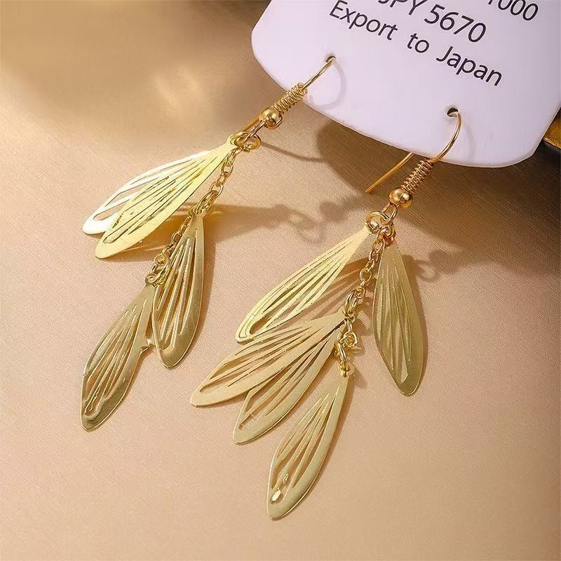 铜合金耳饰 天使之翼流苏耳环新款爆款高级感时尚气质YF692