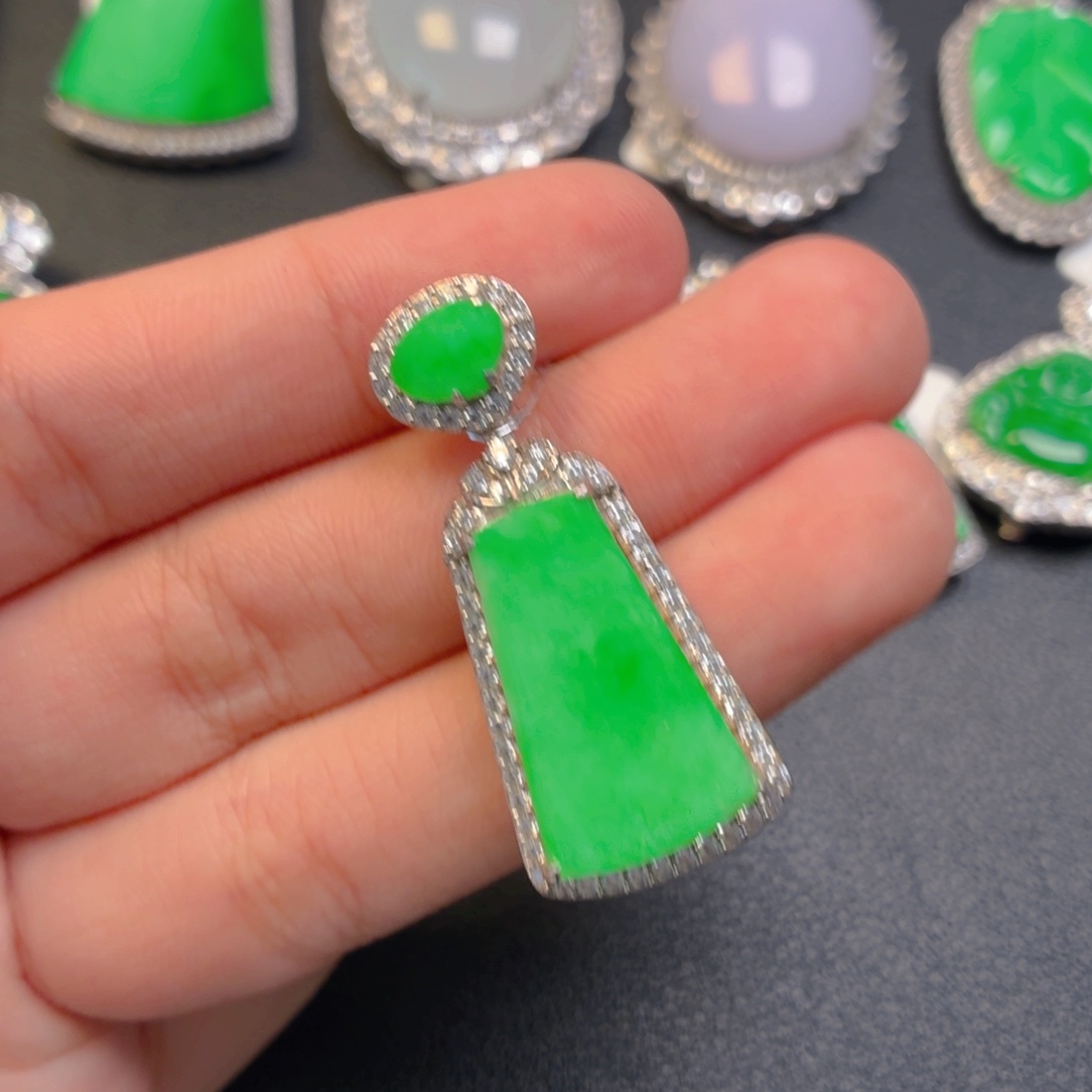 翡翠银S925镶嵌吊坠(不含链)