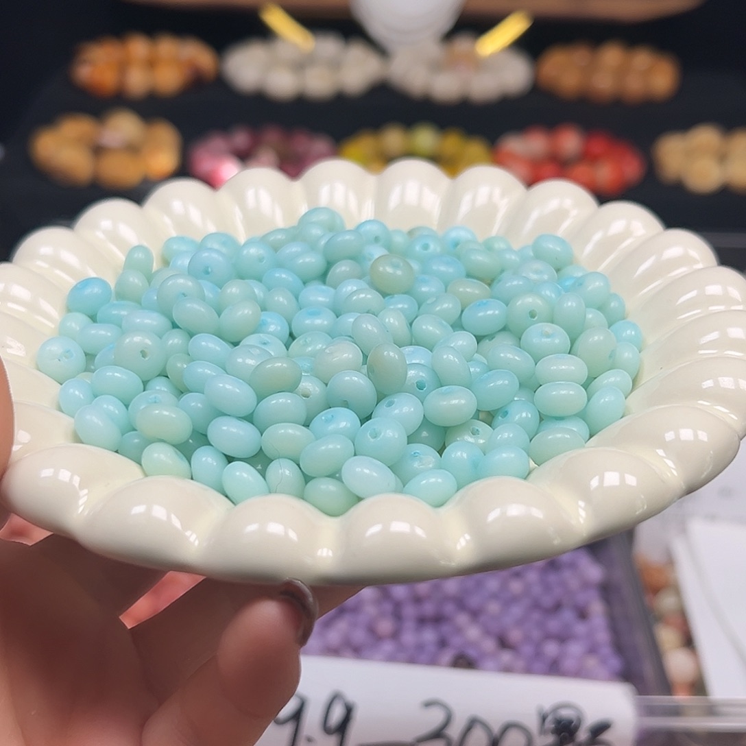 手串菩提根/象牙果微瑕9冰蓝算盘150颗