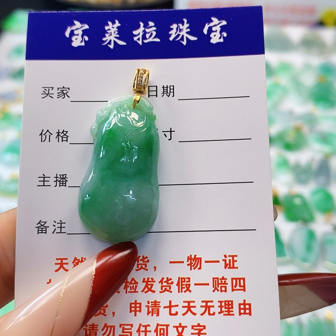 翡翠颈饰18K金镶嵌宝**静翡翠