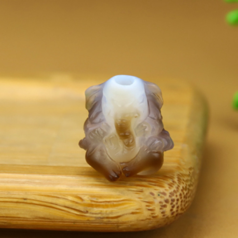 珠改玉化料雕刻象神尺寸11mm左右可以做顶珠腰珠背云配珠随机发货