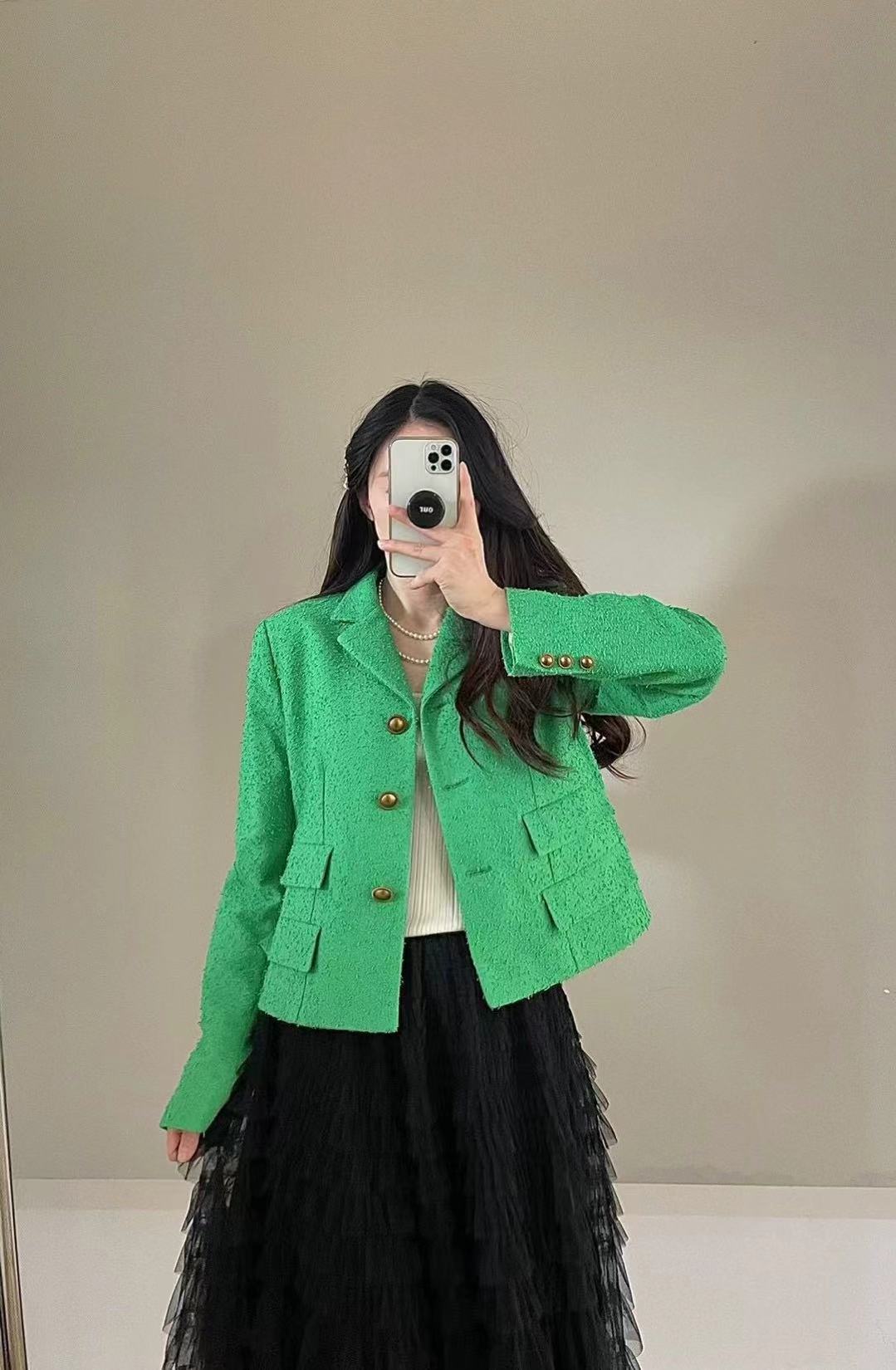 ANTONIAZZI意大利设计师款划线7776绿色外套L码（折扣款no退no换）