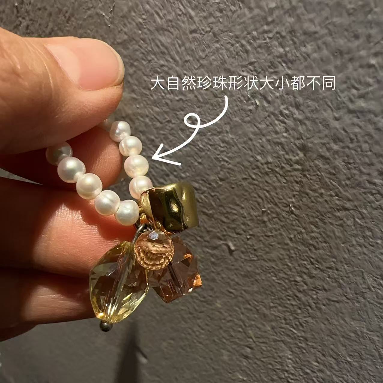 合金戒指 韩国定制小茶杯晶珠弹力戒指J3650